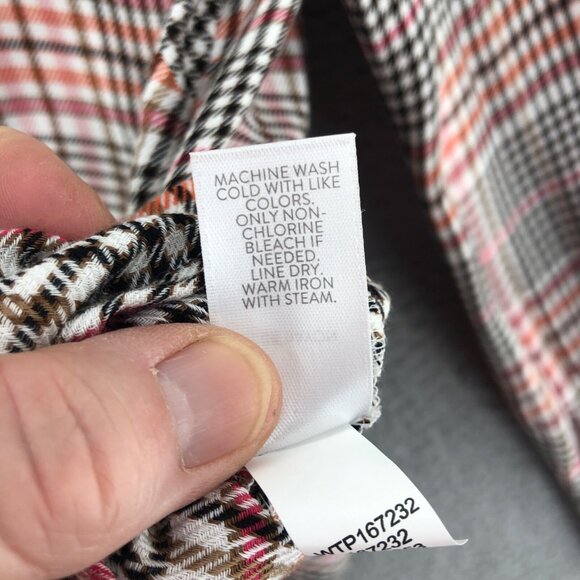 J Jill Shirt Womens Small Petite Pink Plaid Button Up Collar Ruffle Long Sleeve - Picture 7 of 10